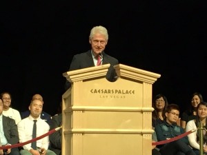 Former President Bill Clinton campaigns for his wife Hillary at AAJA and APIAVote's town hall in Las Vegas. (Photo taken by Zara Zhang)